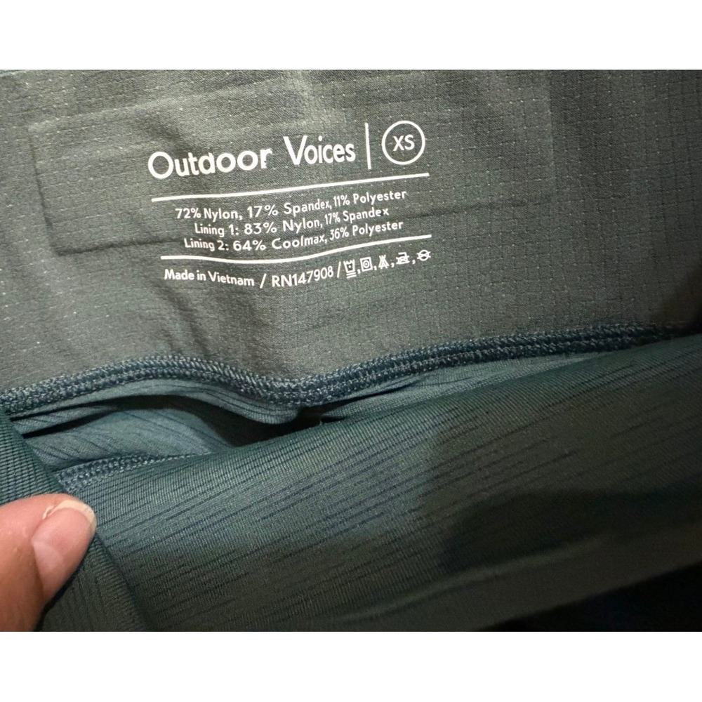 Outdoor Voices TechSweat Leggings XS Dark Green High Waisted 7/8 Active Tights - Picture 4 of 6